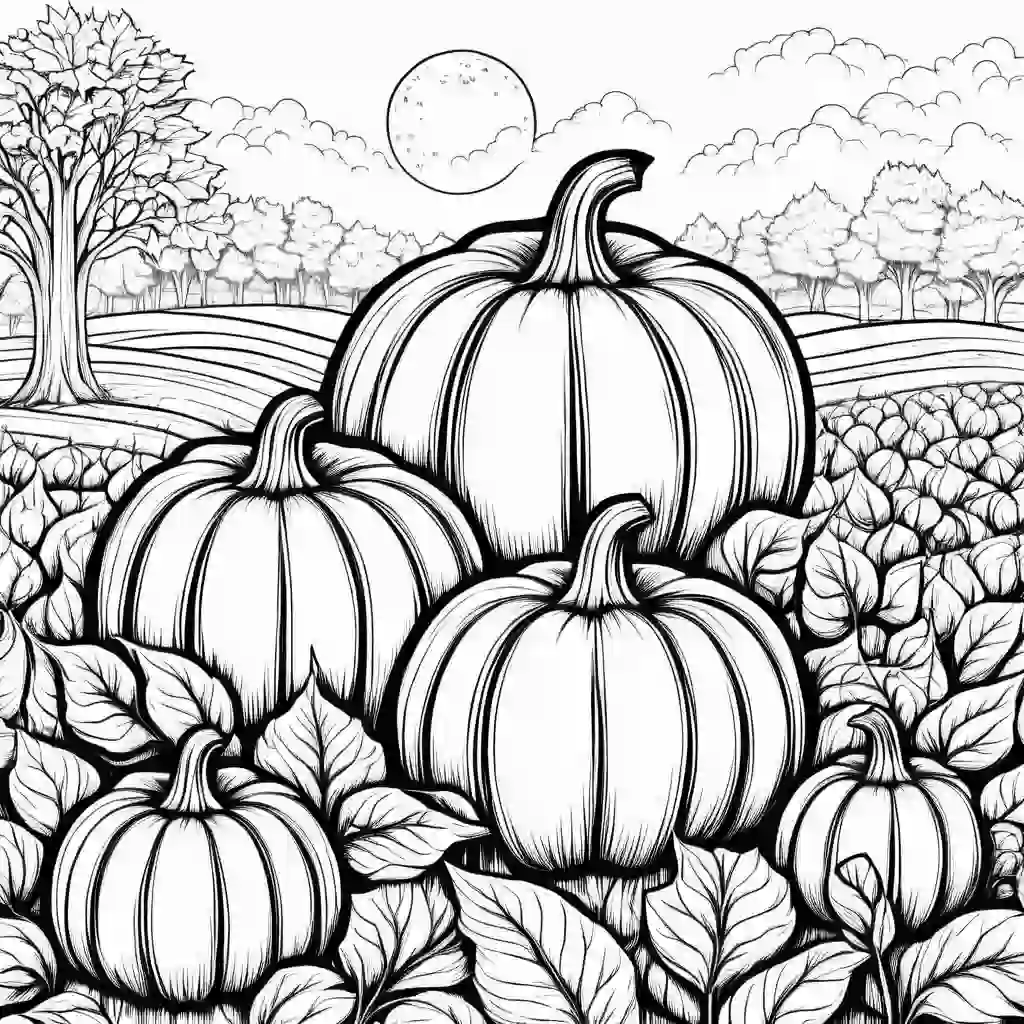 Pumpkin Patch in Autumn coloring pages